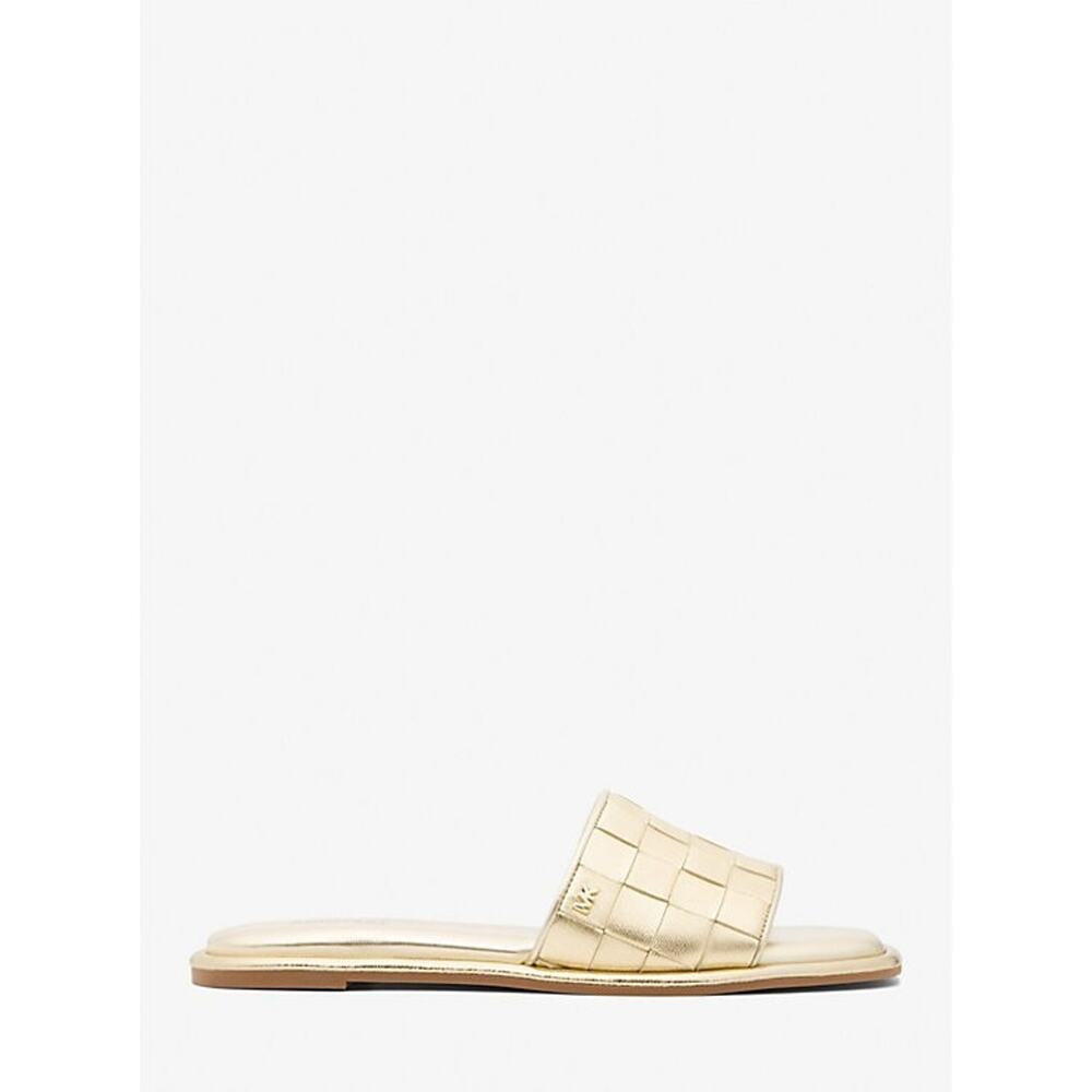 Michael Kors Women's Hayworth Woven Slide Flat Sa Pale, Gold Size 8M - Picture 3 of 4
